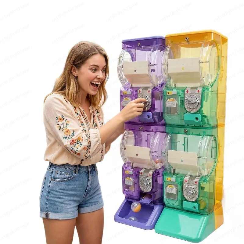 Arcade Vending Machines - Mesin Gashapon Dua Tingkat Putih Transparan,